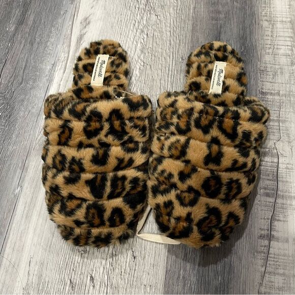 NWT Madewell The Scuff Slipper in Leopard Faux Fur Size 7 - Picture 3 of 7